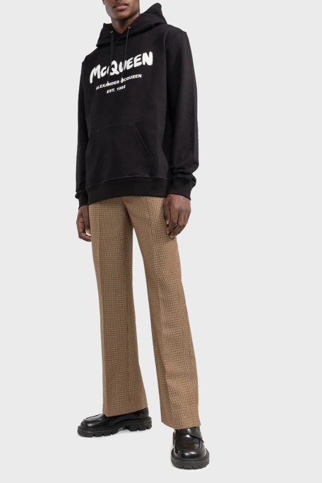 Mcqueen Baskılı % 100 Pamuk Kapüşonlu Oversize Erkek Sweat