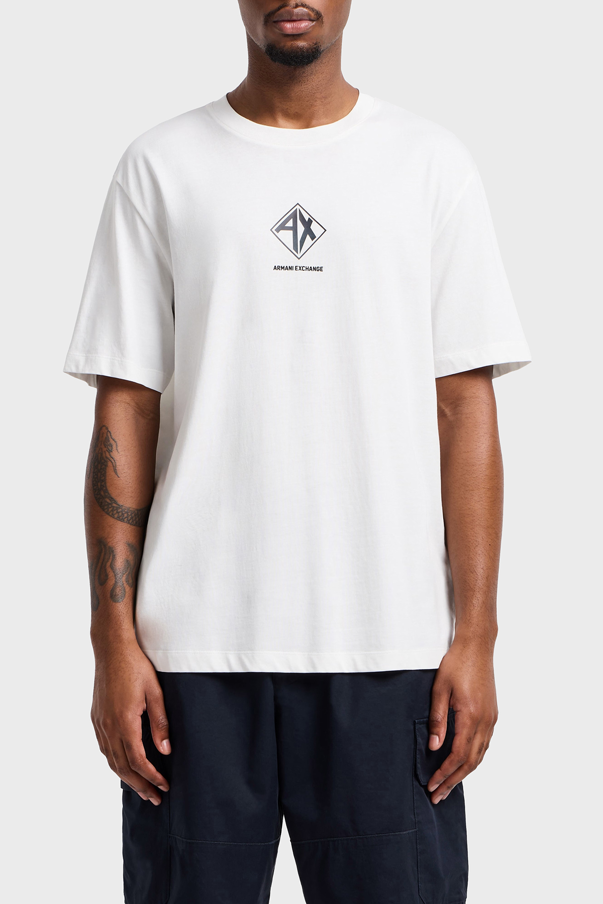 Armani Exchage % 100 Pamuk Regular Fit Bisiklet Yaka Erkek T Shirt XM000276 AF12308 U0009 BEYAZ