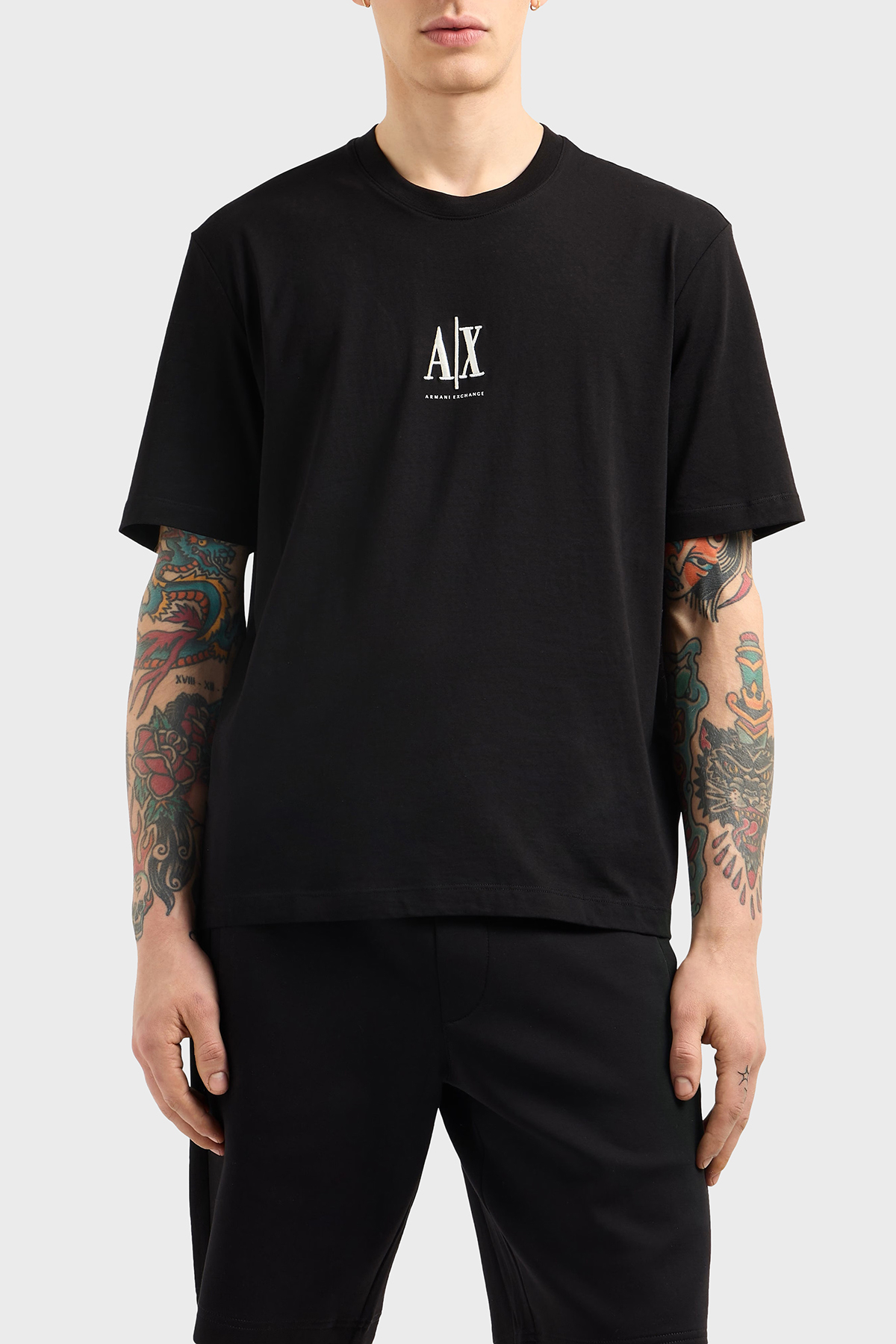 Armani Exchage % 100 Pamuk Regular Fit Bisiklet Yaka Logolu Erkek T Shirt XM000363 AF12308 UC001 SİYAH