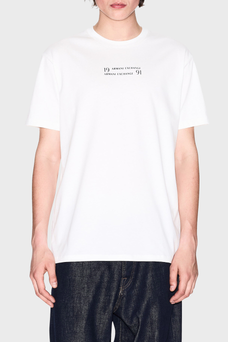 Armani Exchage % 100 Pamuk Regular Fit Bisiklet Yaka Logolu Erkek T Shirt XM000539 AF10362 U0009 EKRU - 1