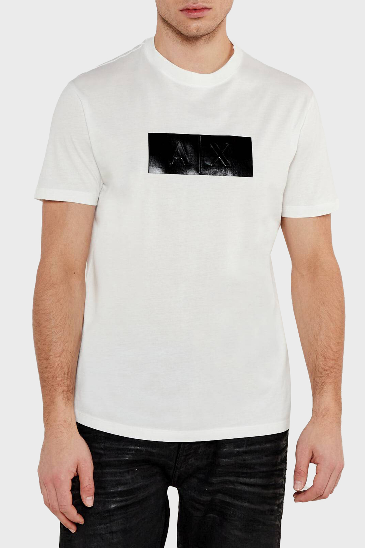 Armani Exchage % 100 Pamuk Regular Fit Logo Baskılı Erkek T Shirt XM000786 AF10364 U0009 BEYAZ