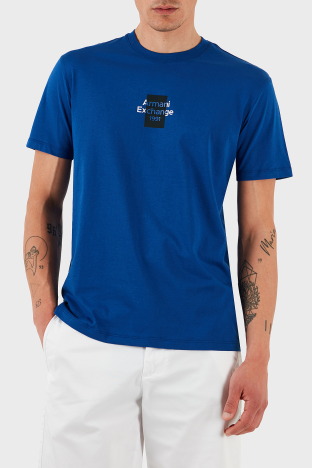 Armani Exchage % 100 Pamuk Regular Fit Logolu Erkek T Shirt XM000767 AF12308 UB088 LACİVERT - Armani Exchange
