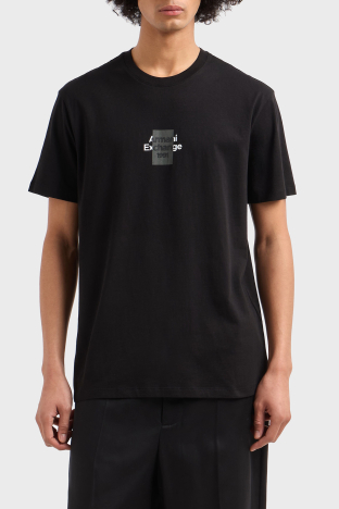 Armani Exchage % 100 Pamuk Regular Fit Logolu Erkek T Shirt XM000767 AF12308 UC001 SİYAH - Armani Exchange