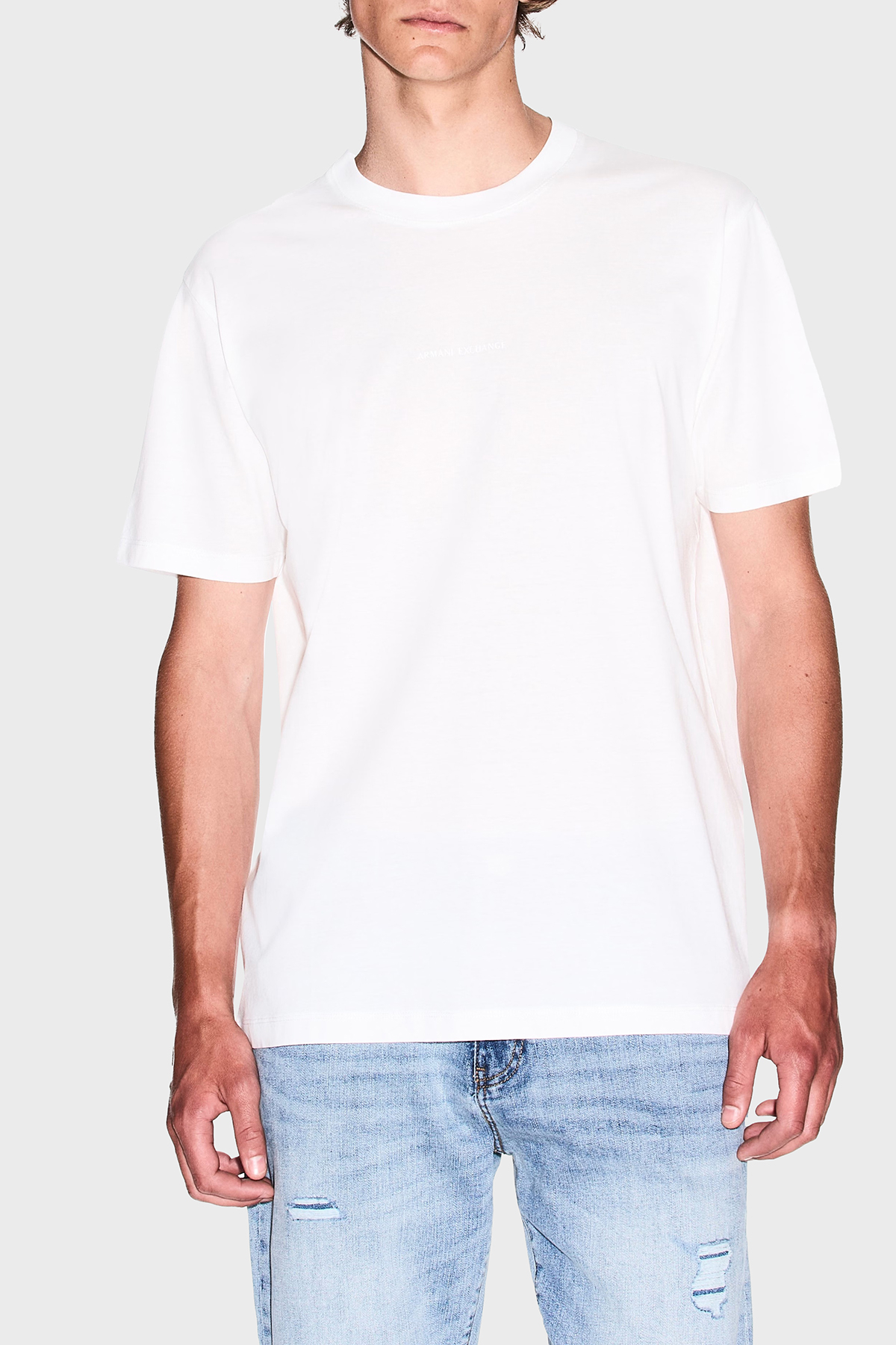 Armani Exchage % 100 Pamuk Regular Fit Sıfır Yaka Erkek T Shirt XM000533 AF10364 U0009 BEYAZ