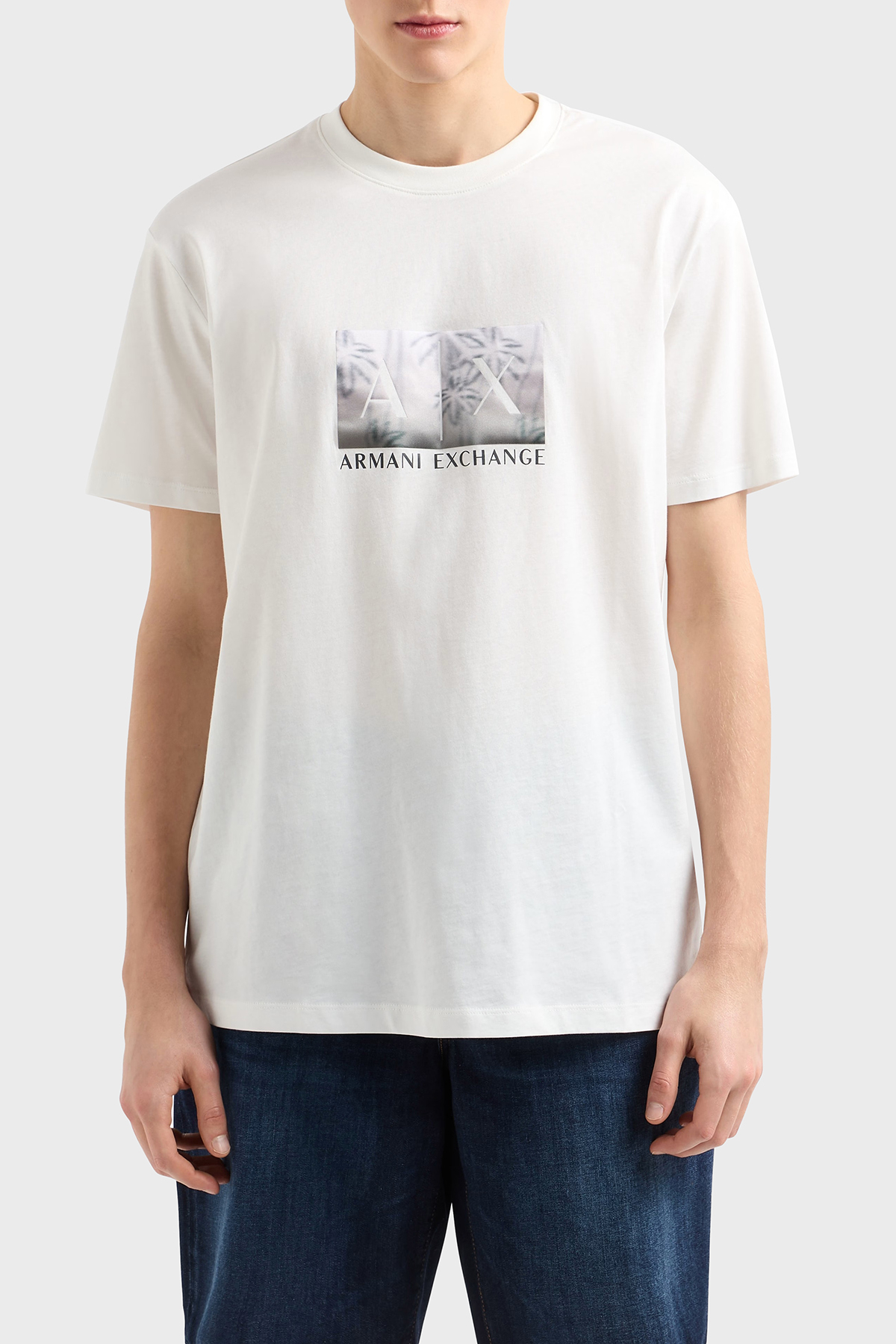 Armani Exchage Baskılı % 100 Pamuk Regular Fit Bisiklet Yaka Erkek T Shirt XM000555 AF10358 U0009 BEYAZ