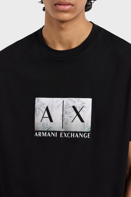 Armani Exchage Baskılı % 100 Pamuk Regular Fit Bisiklet Yaka Erkek