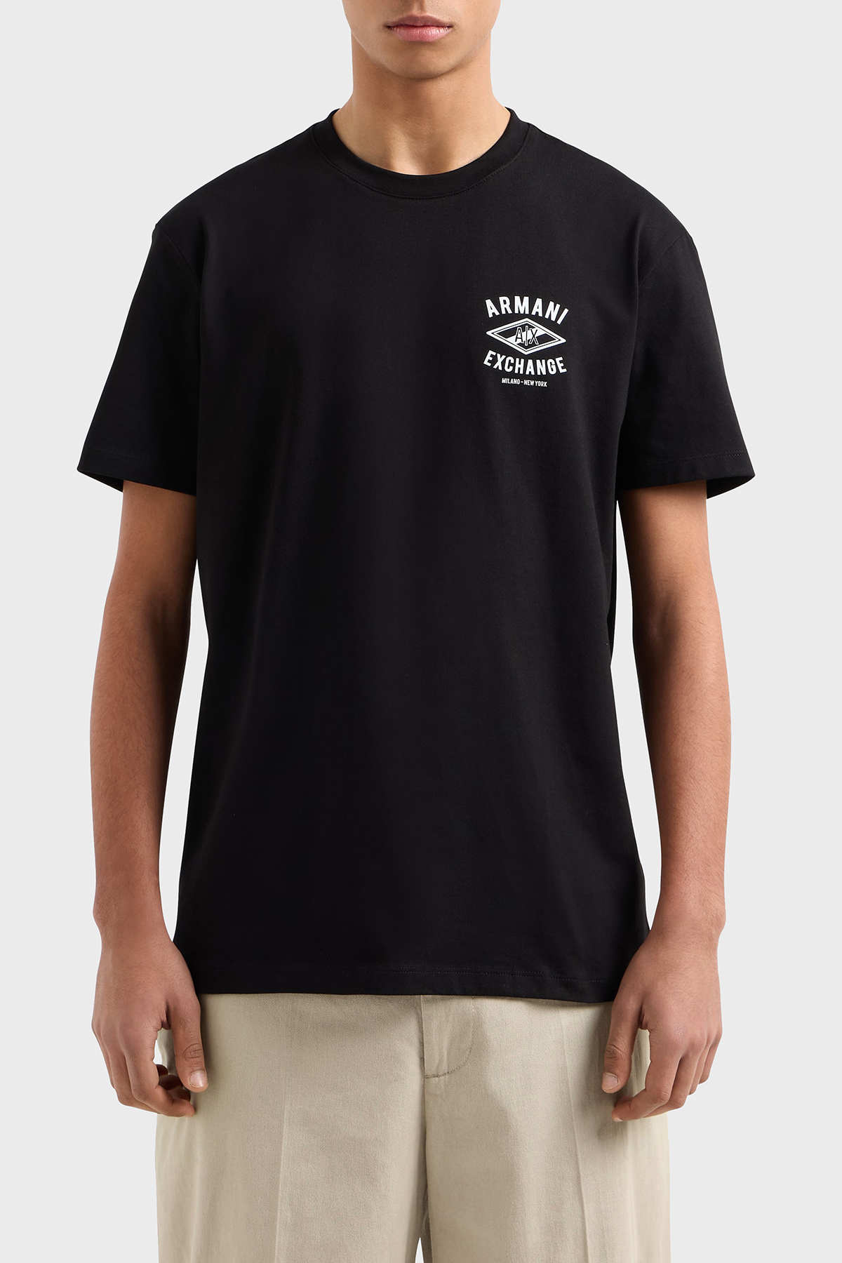 Armani Exchage Logo Baskılı % 100 Pamuk Regular Fit Bisiklet Yaka Erkek T Shirt XM000550 AF10362 UC001 SİYAH