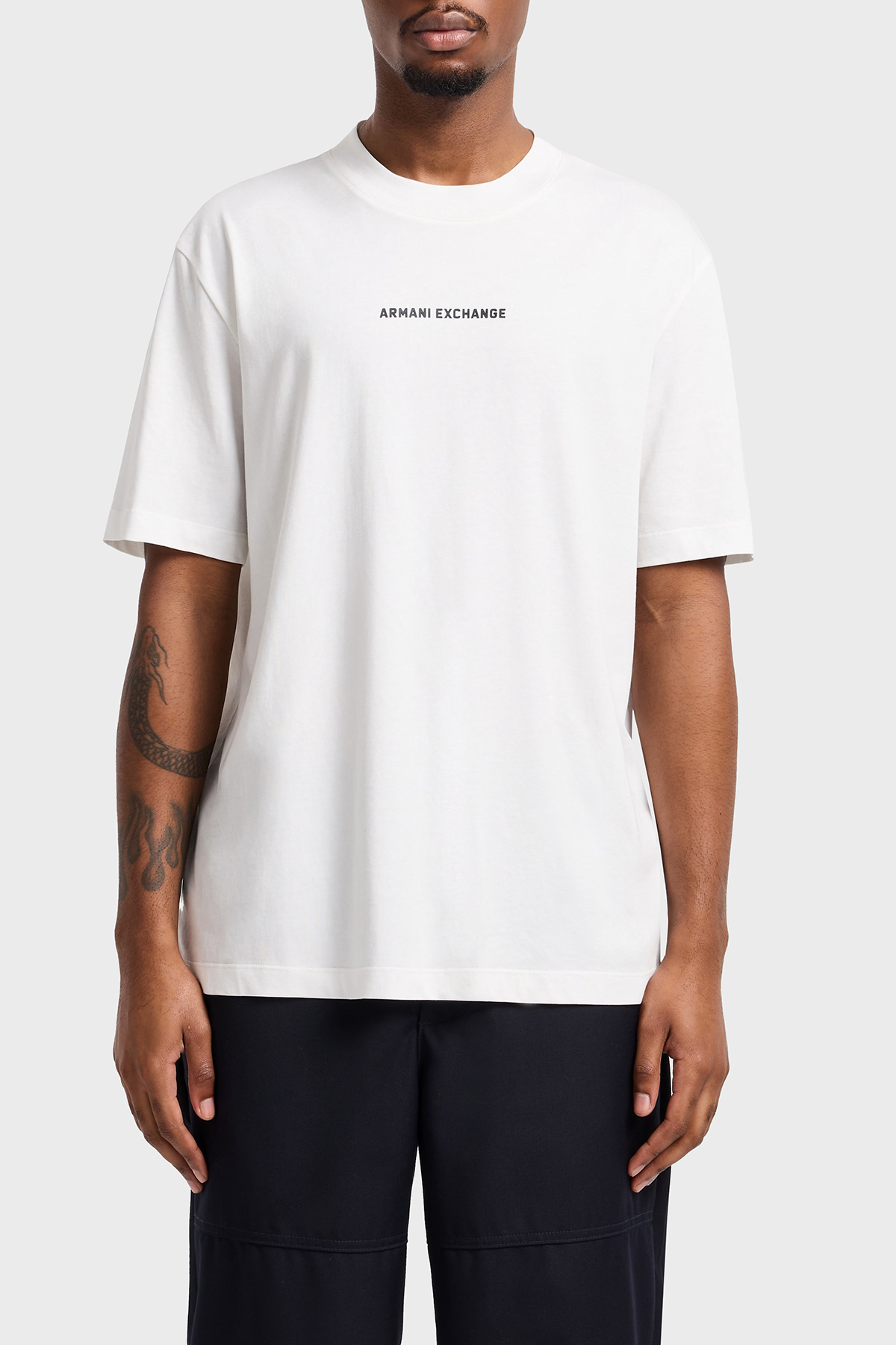 Armani Exchage Ön ve Arka Logo Baskılı Pamuklu Regular Fit Erkek T Shirt XM000588 AF12308 U0009 BEYAZ