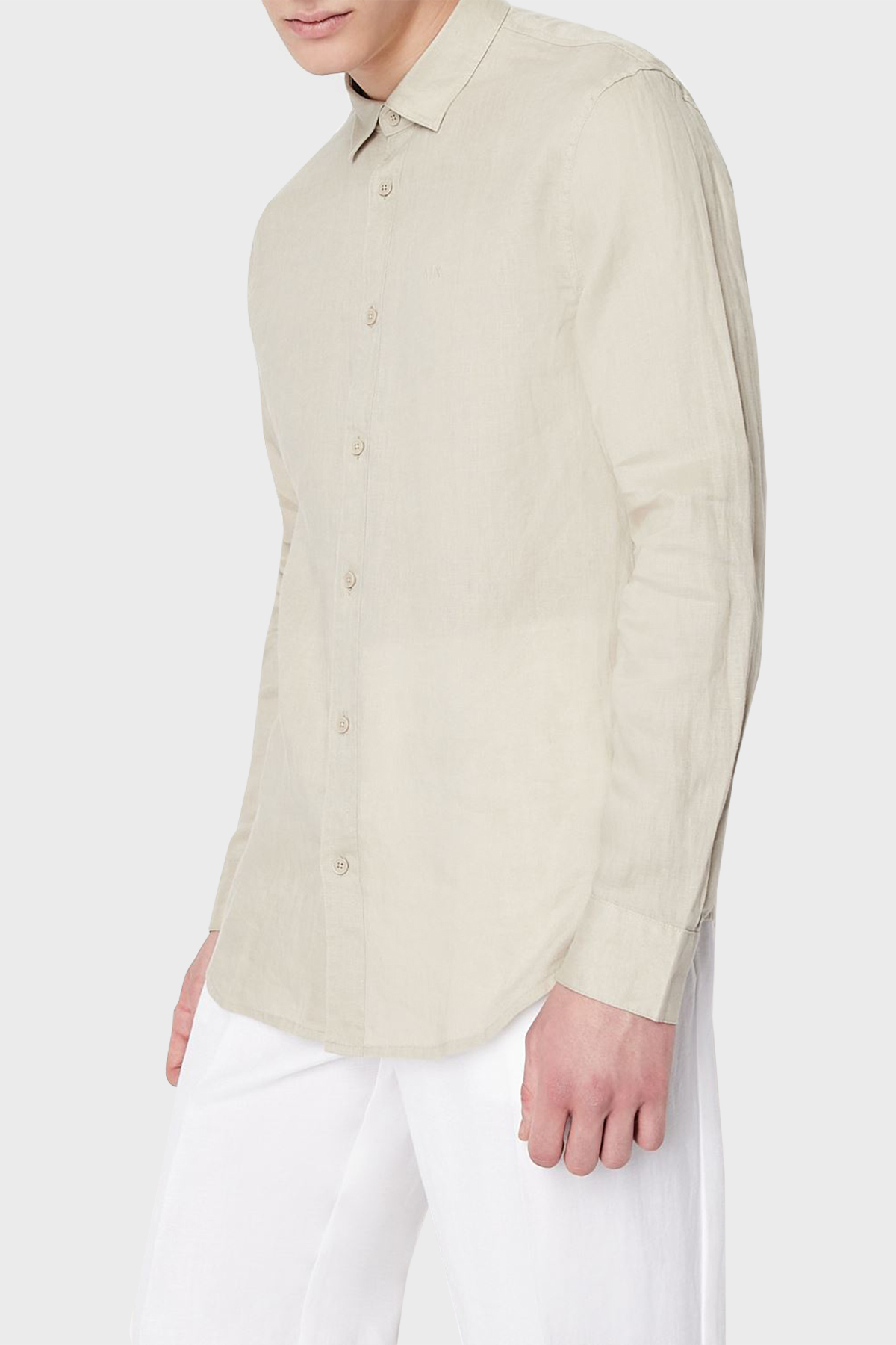 Armani Exchange % 100 Keten Regular Fit Erkek Gömlek 8NZC50 ZNCFZ 1724 BEJ