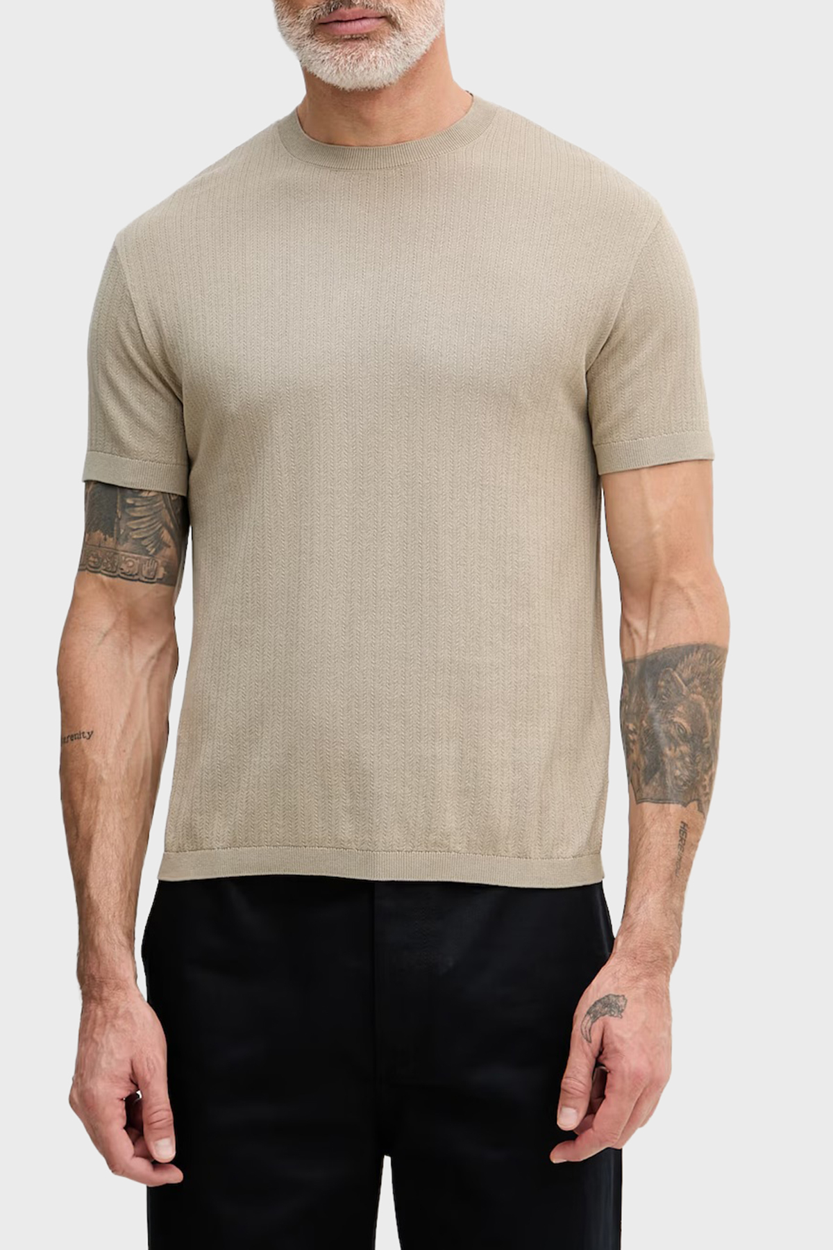 Armani Exchange % 100 Pamuk Bisiklet Yaka Fitilli Triko Erkek Kazak XM002439 AF22249 U6229 Bej