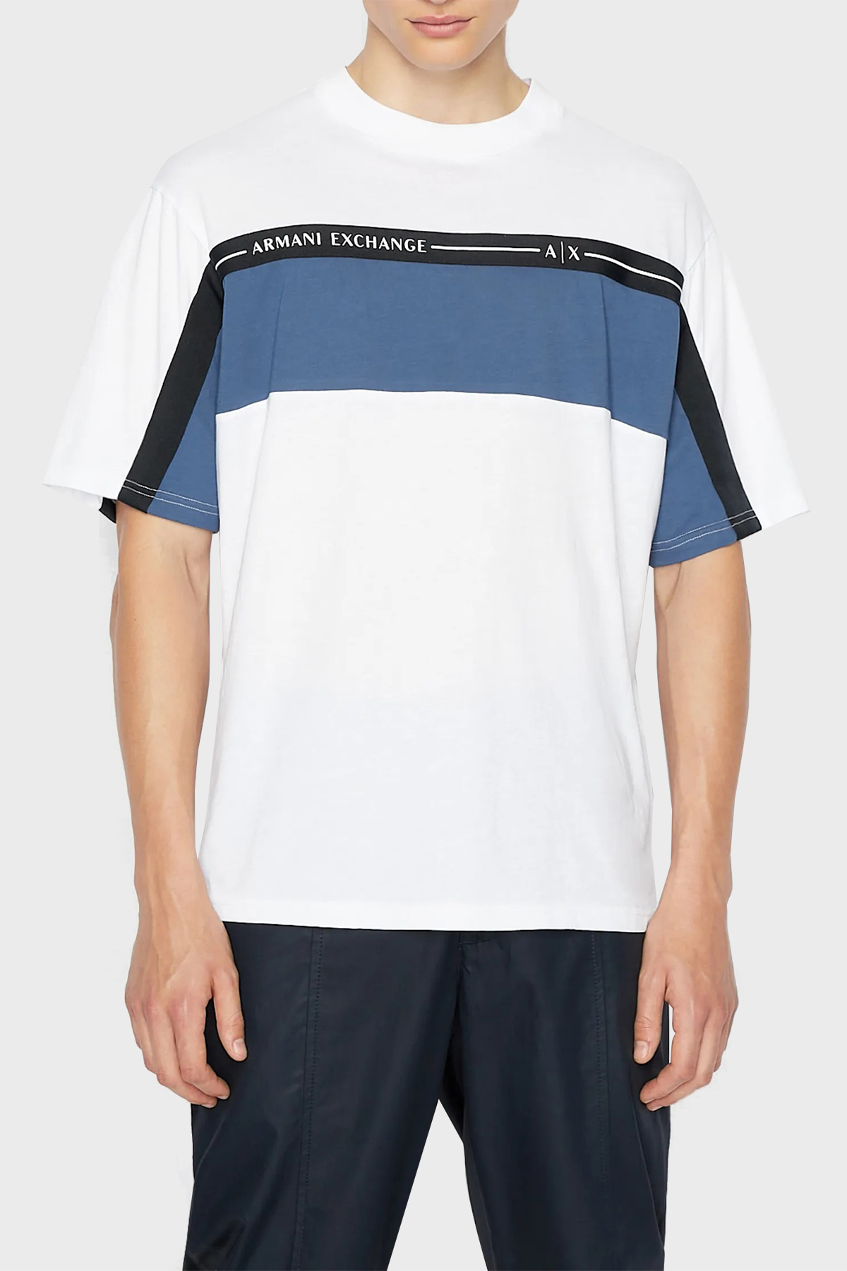 Armani Exchange % 100 Pamuk Loose Fit Bisiklet Yaka Erkek T Shirt 3RZMFD ZJGEZ 81AV BEYAZ