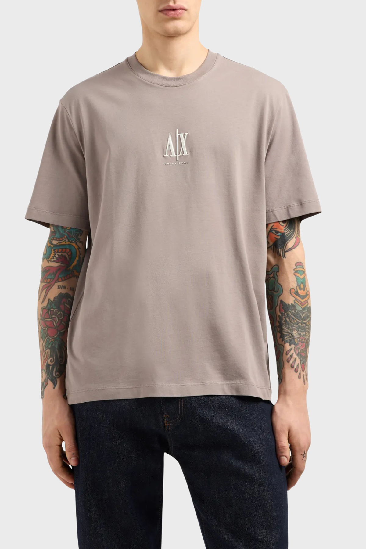 Armani Exchange % 100 Pamuk Regular Fit Bisiklet Yaka Erkek T Shirt XM000363 AF12308 U6107 TOPRAK
