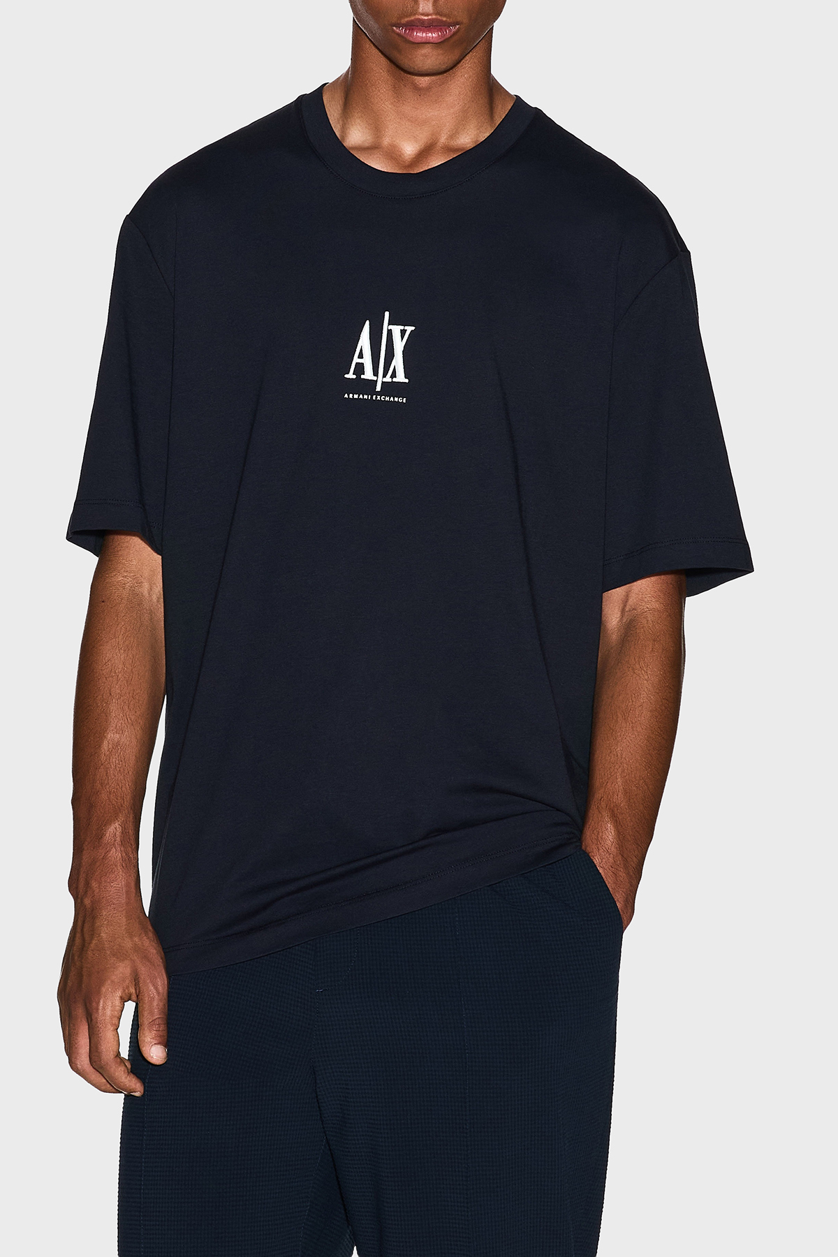 Armani Exchange % 100 Pamuk Regular Fit Bisiklet Yaka Erkek T Shirt XM000363 AF12308 UB101 LACİVERT