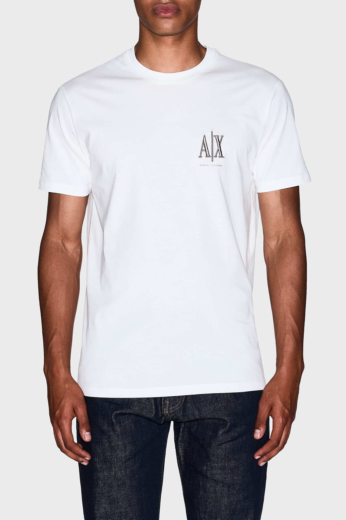 Armani Exchange % 100 Pamuk Regular Fit Bisiklet Yaka Erkek T Shirt XM000365 AF12308 U0009 BEYAZ