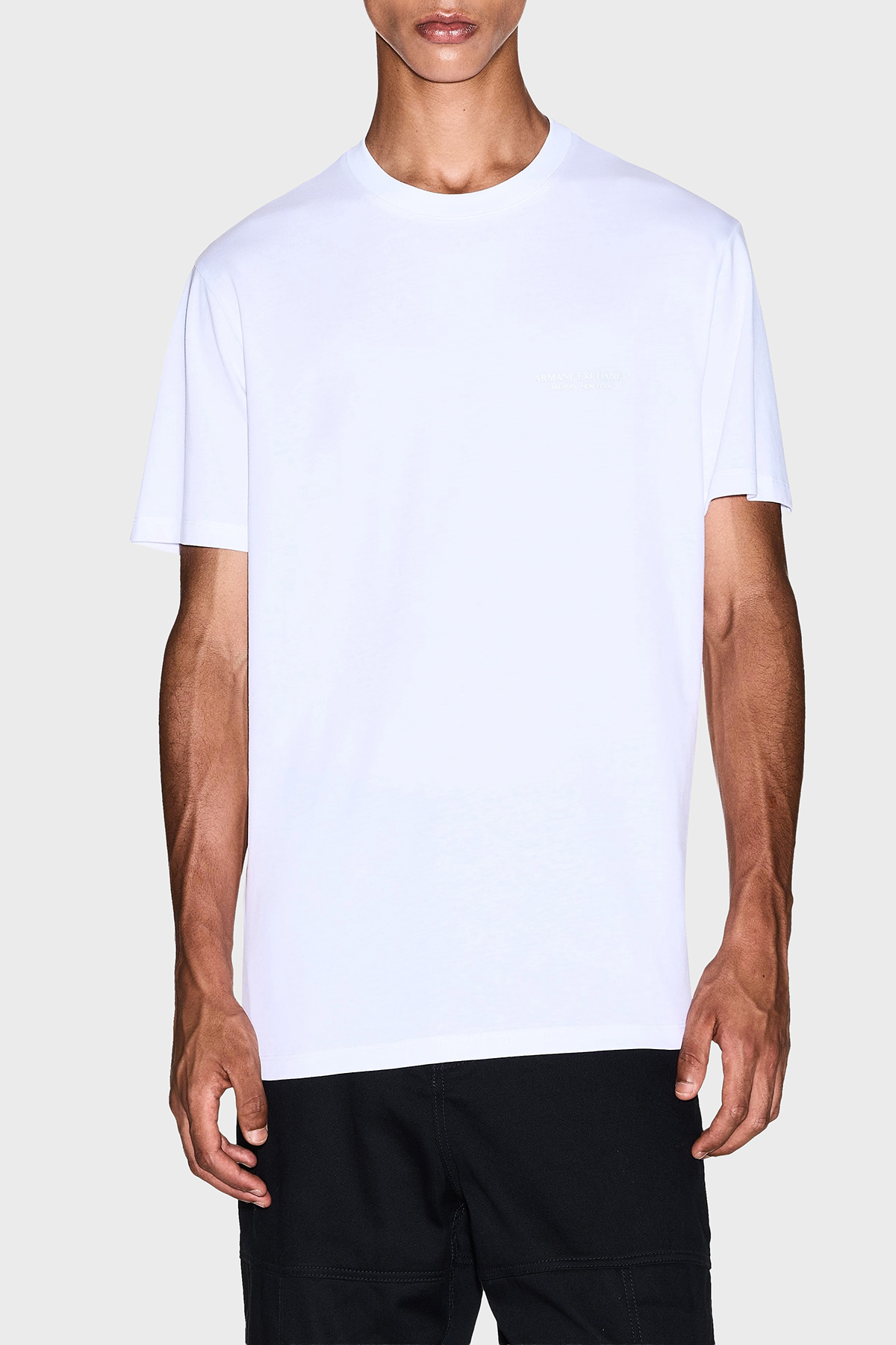 Armani Exchange % 100 Pamuk Regular Fit Bisiklet Yaka Erkek T Shirt XM001281 AF10361 U0002 BEYAZ