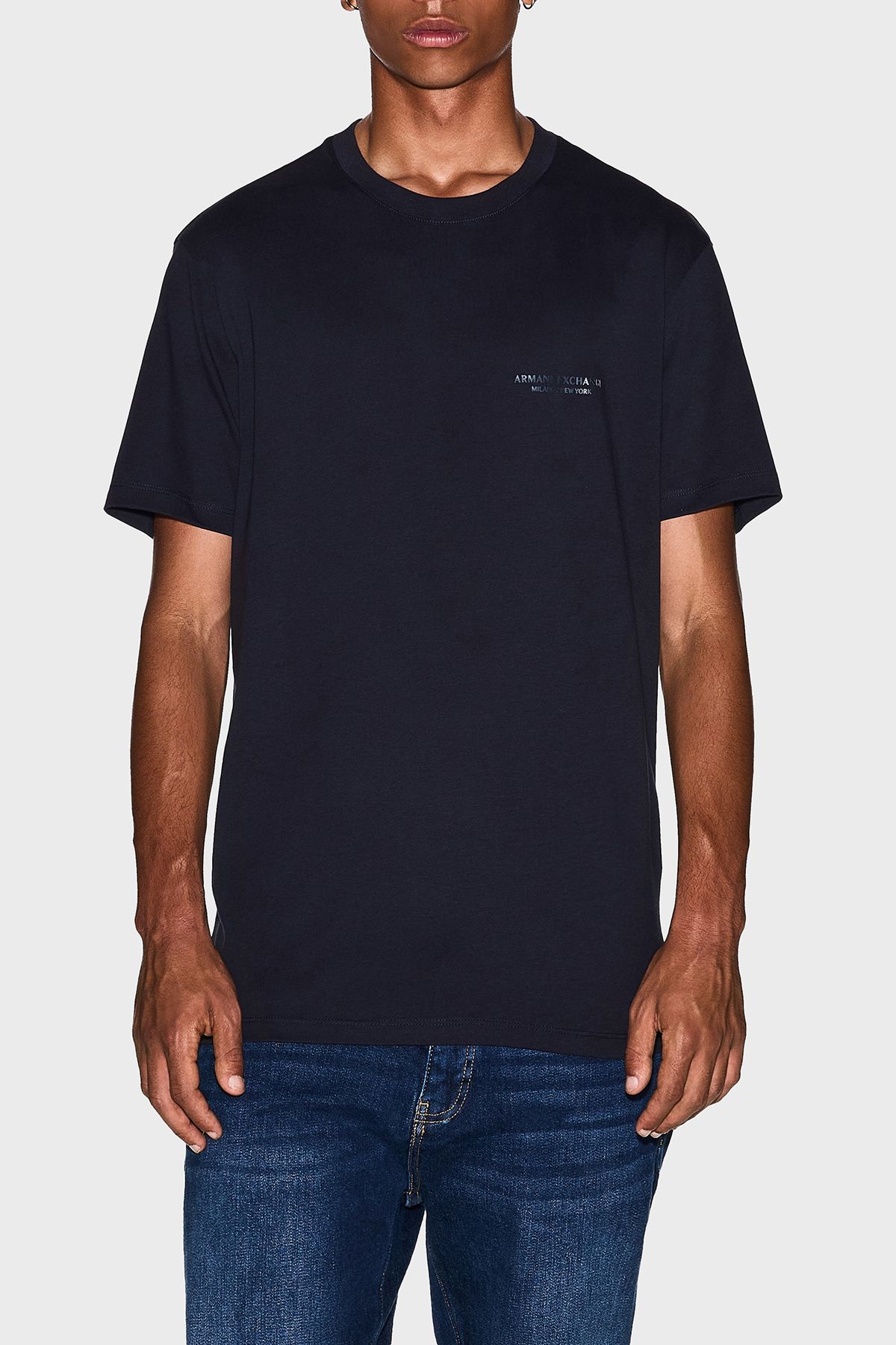 Armani Exchange % 100 Pamuk Regular Fit Bisiklet Yaka Erkek T Shirt XM001281 AF10361 UB101 LACİVERT