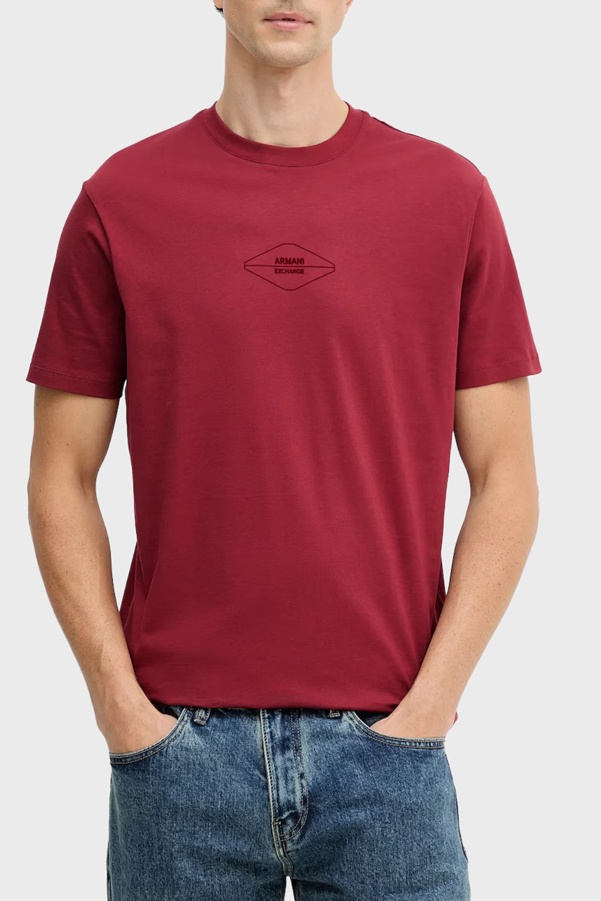Armani Exchange % 100 Pamuk Regular Fit Bisiklet Yaka Erkek T Shirt XM001442 AF10358 UA328 BORDO