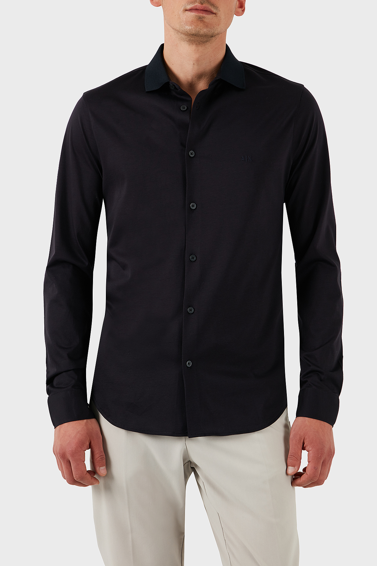 Armani Exchange % 100 Pamuk Regular Fit Düz Yaka Erkek Gömlek XM000497 AF10364 UB101 LACİVERT