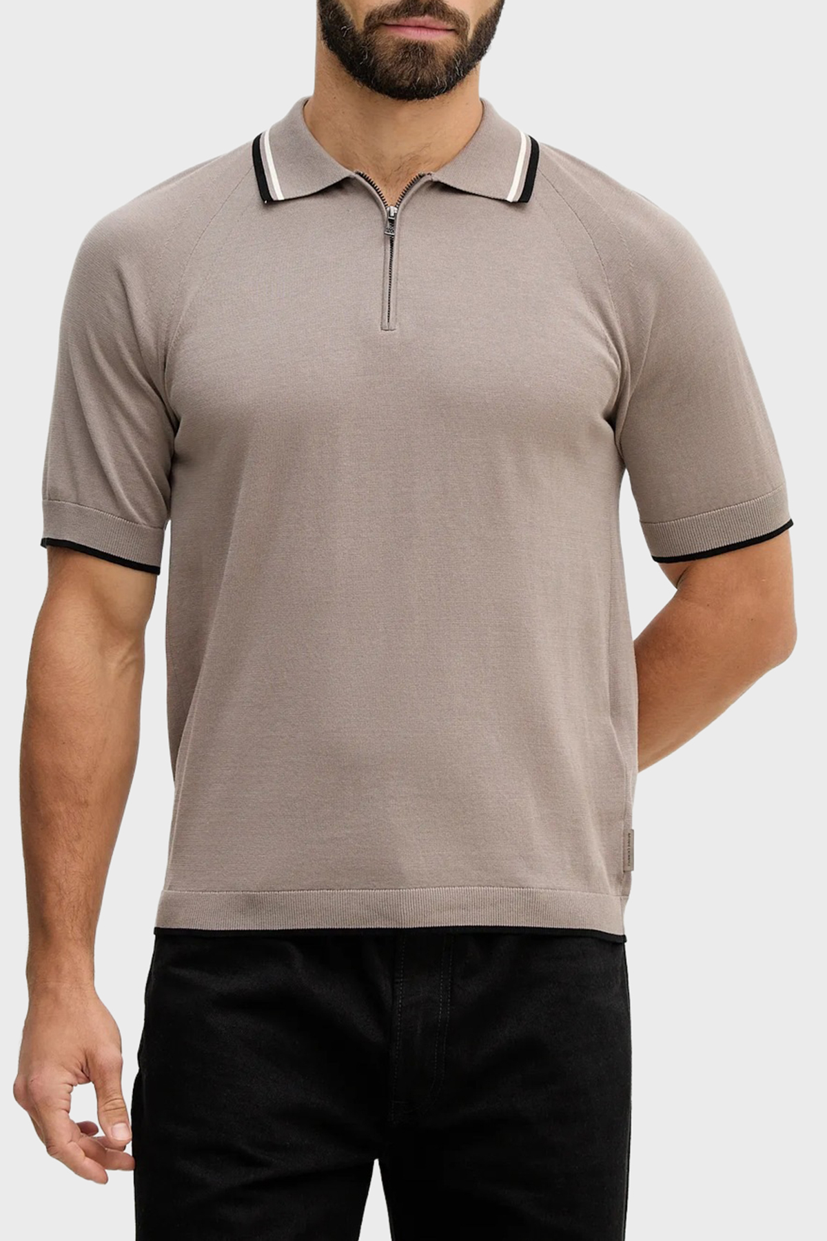 Armani Exchange % 100 Pamuk Regular Fit Fermuarlı Erkek Polo XM001977 AF20139 U6107 Toprak