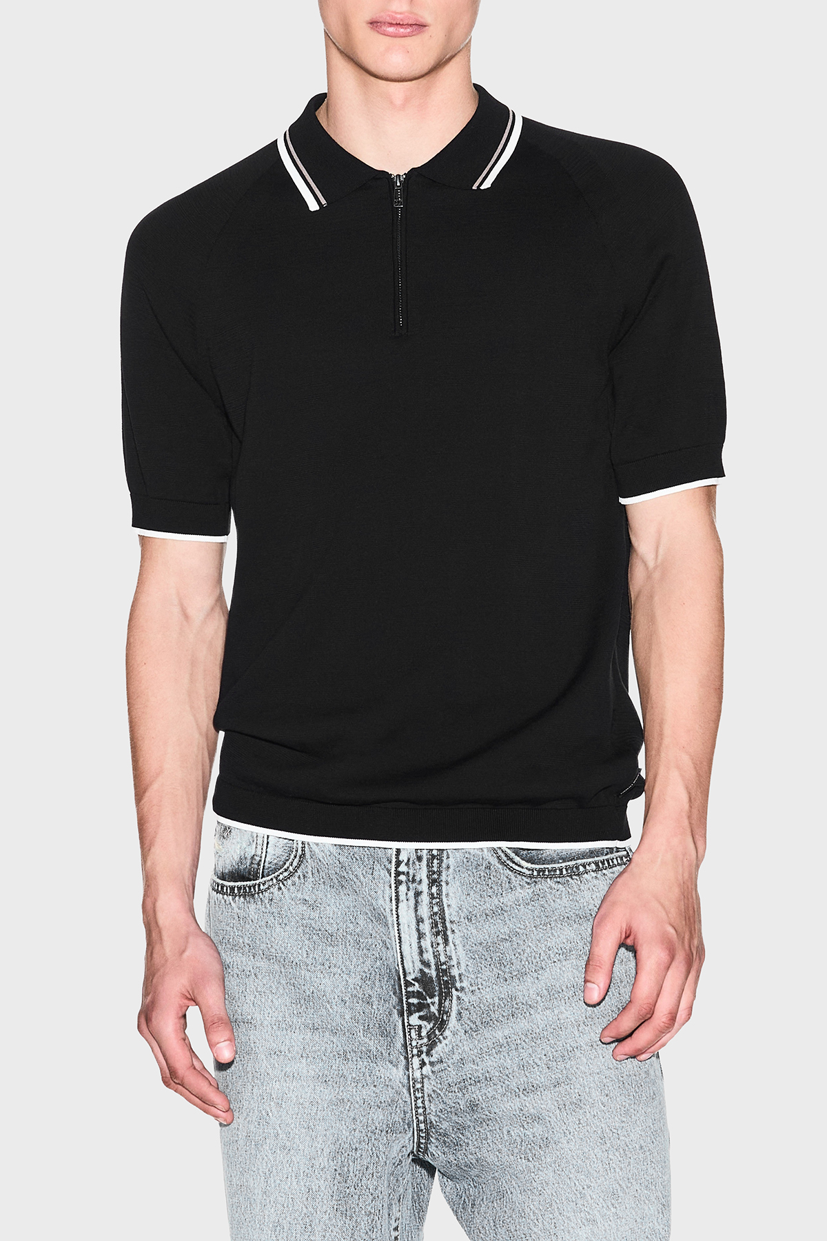 Armani Exchange % 100 Pamuk Regular Fit Fermuarlı Erkek Polo XM001977 AF20139 UC001 SİYAH