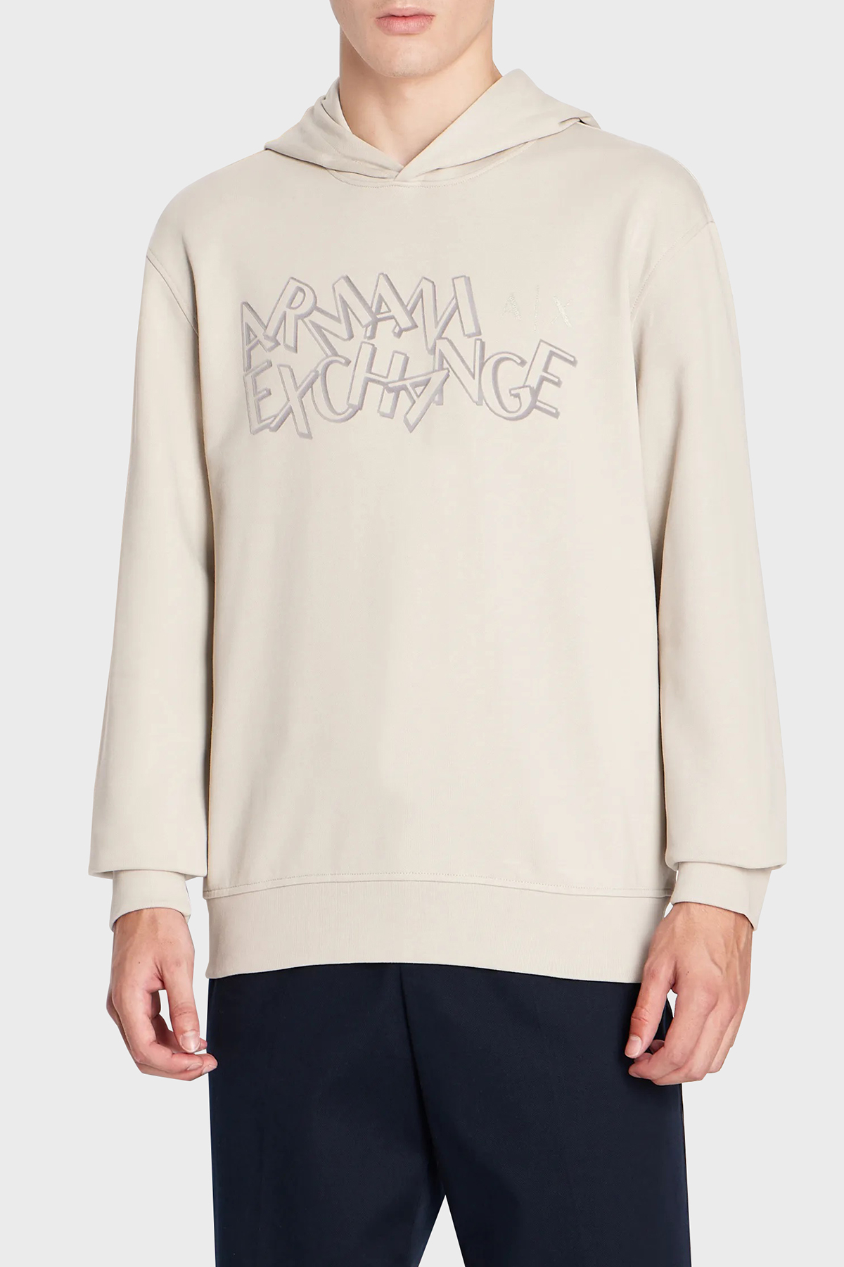 Armani Exchange % 100 Pamuk Regular Fit Kapüşonlu Erkek Sweat 6RZMBB ZJBWZ 1934 BEJ