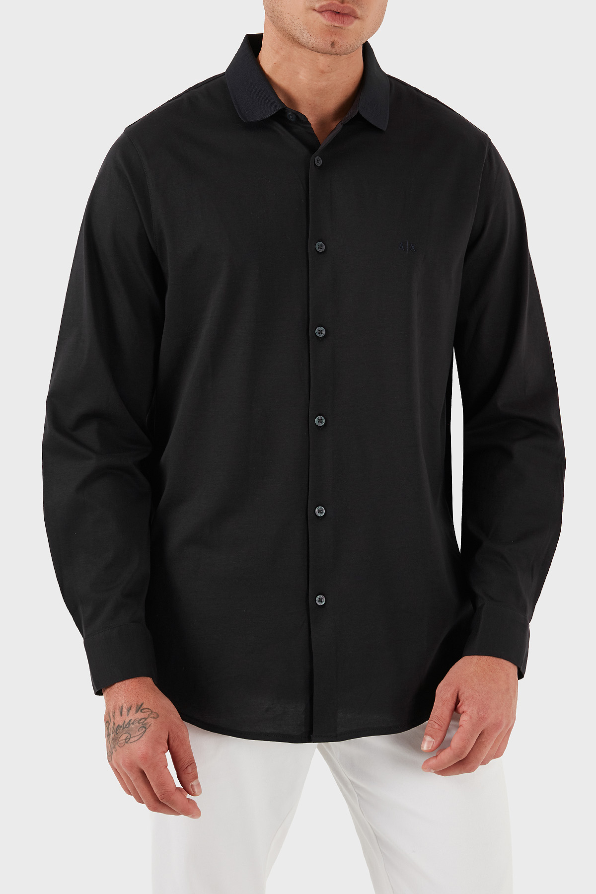 Armani Exchange % 100 Pamuk Regular Fit Klasik Yaka Erkek Gömlek XM001370 AF10364 UB101 LACİVERT