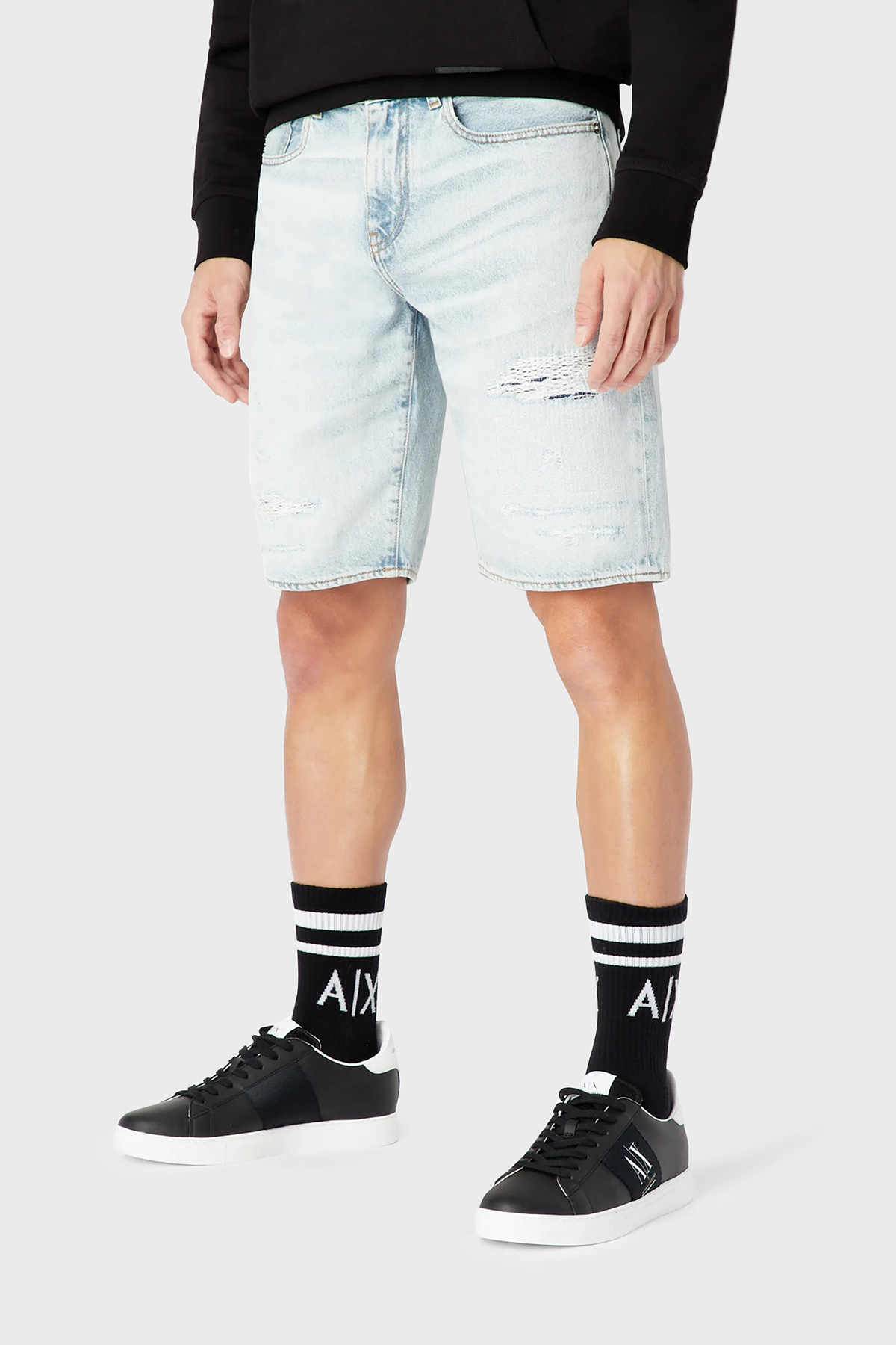 Armani Exchange % 100 Pamuk Regular Fit Kot Erkek Short 3RZJ65 Z1S5Z 1500 Buz Mavisi