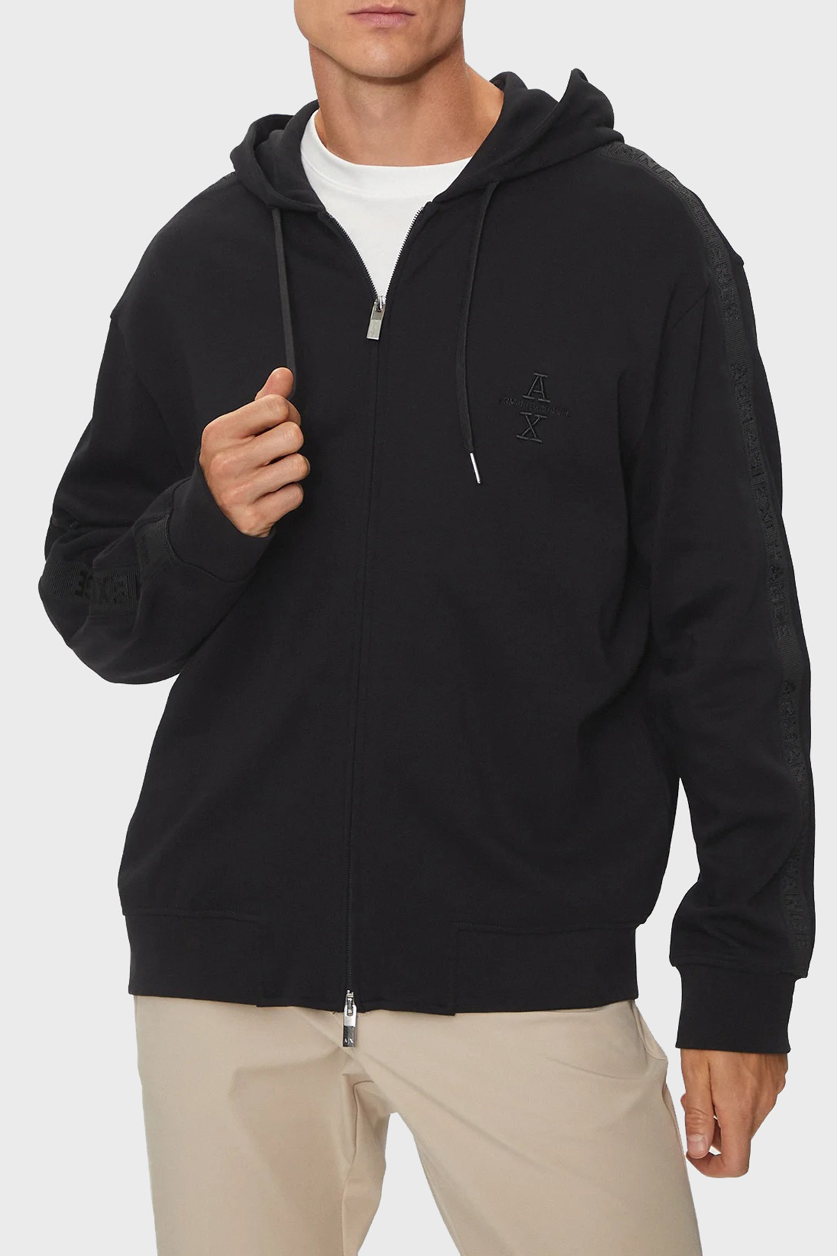 Armani Exchange % 100 Pamuklu Kapüşonlu Erkek Sweat 6DZMLC ZJNNZ 1200 SİYAH
