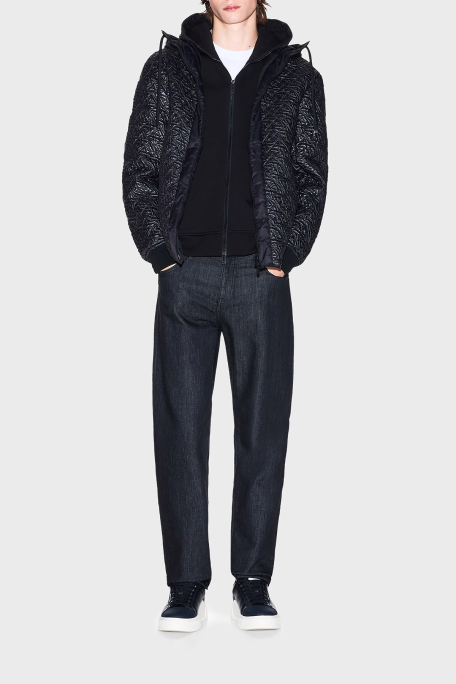 Armani Exchange 4G Kabartmalı Logolu Regular Fit Kapüşonlu Erkek
