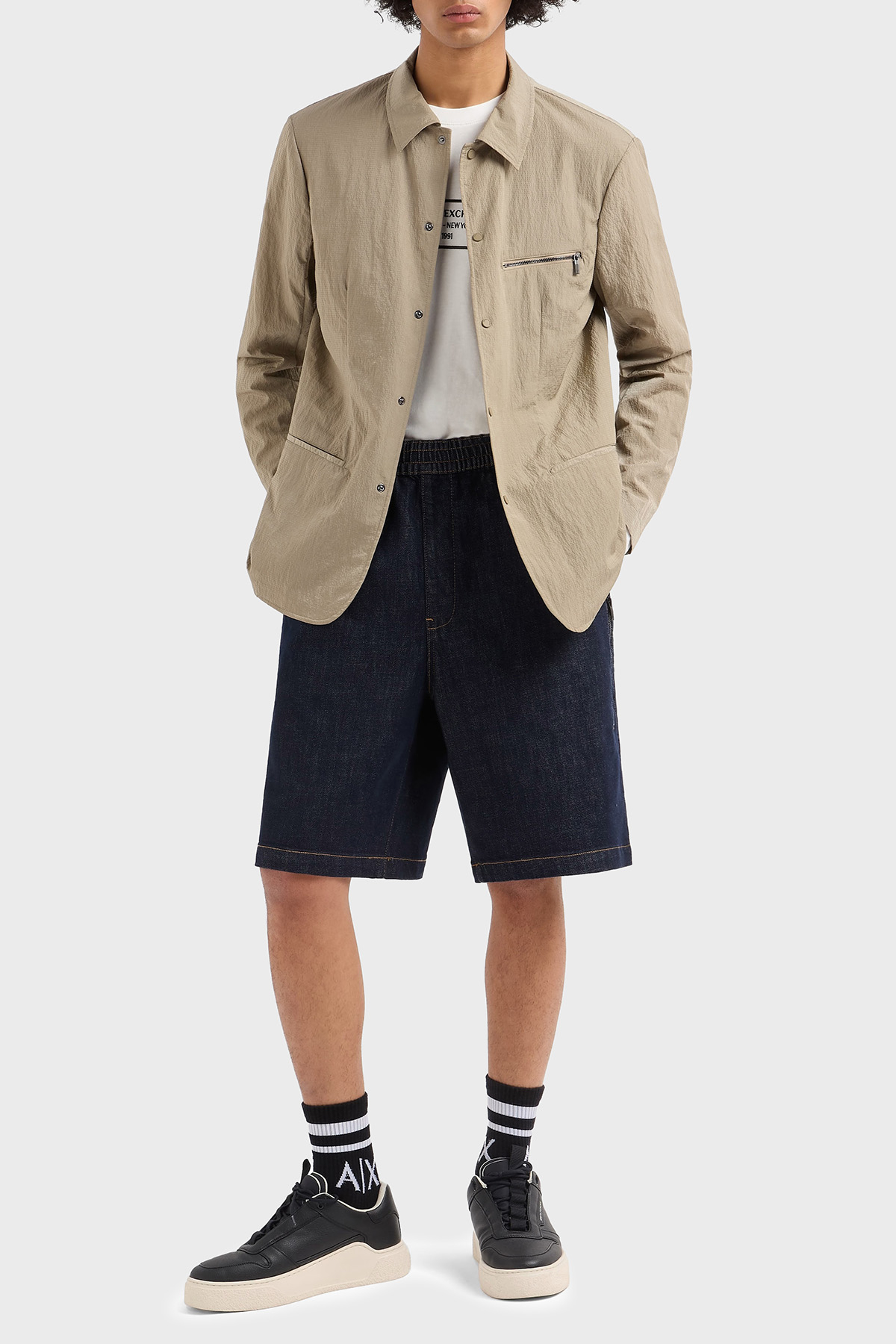 Armani Exchange Astarlı Regular Fit Çıtçıt Düğmeli Düz Yaka Erkek Ceket XM000435 AF13138 U6167 BEJ
