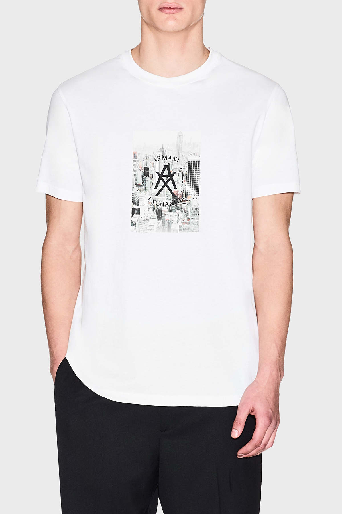 Armani Exchange Baskılı Pamuklu Regular Fit Bisiklet Yaka Erkek T Shirt XM002214 AF10356 U0009 Beyaz