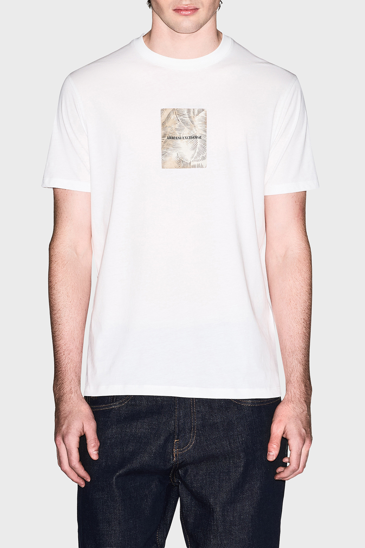 Armani Exchange Baskılı Pamuklu Regular Fit Bisiklet Yaka Erkek T Shirt XM002501 AF10356 U0009 EKRU