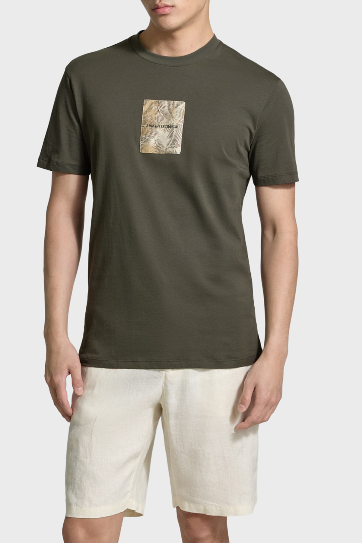 Armani Exchange Baskılı Pamuklu Regular Fit Bisiklet Yaka Erkek T Shirt XM002501 AF10356 U8144 Haki