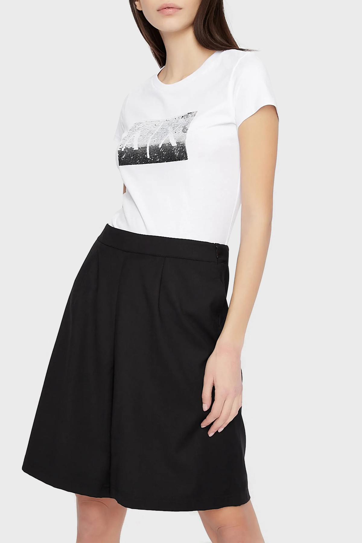 Armani Exchange Baskılı Slim Fit Bisiklet Yaka Kadın T Shirt 8NYTDL YJ73Z 6110 BEYAZ