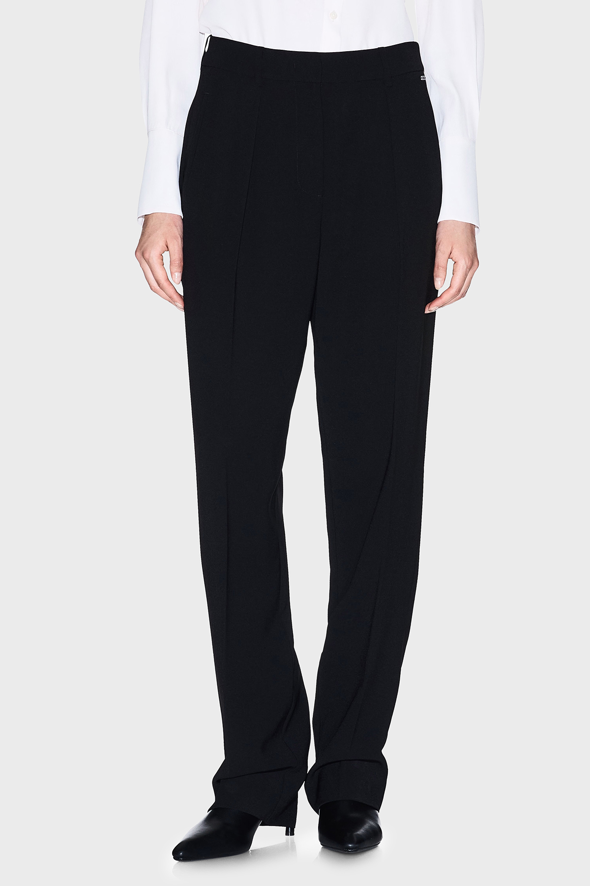 Armani Exchange Çimalı Relaxed Fit Yüksek Bel Düz Paça Bayan Pantolon XW000664 AF10872 UC001 SİYAH