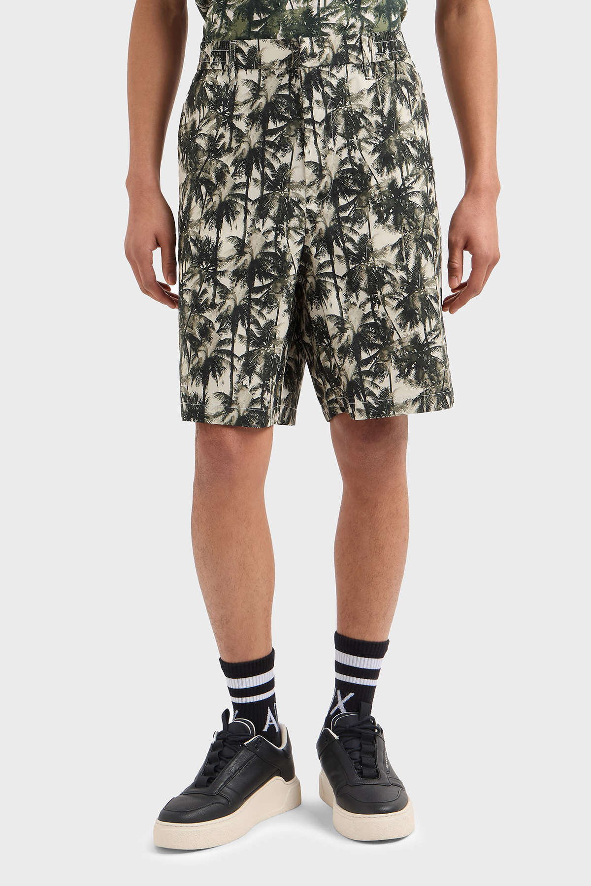 Armani Exchange Desenli % 100 Pamuk Regular Fit Normal Bel Erkek Short XM000427 AF14869 F0039 YEŞİL-BEYAZ