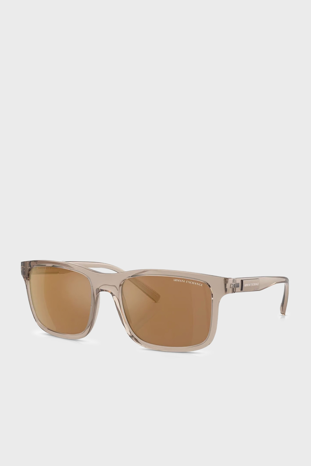 Armani Exchange Dikdörtgen Güneş Erkek Gözlük 0AX4145S 83445A 57 Parlak Şeffaf Kahve-Kahve Ayna