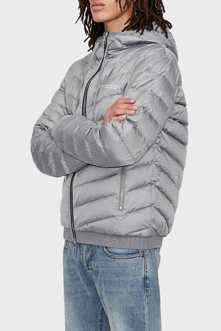 Armani Exchange Logolu Kaz Tüyü Dolgulu Regular Fit Şişme Erkek Mont 8NZB53 ZNW3Z 0902 GRİ - Armani Exchange