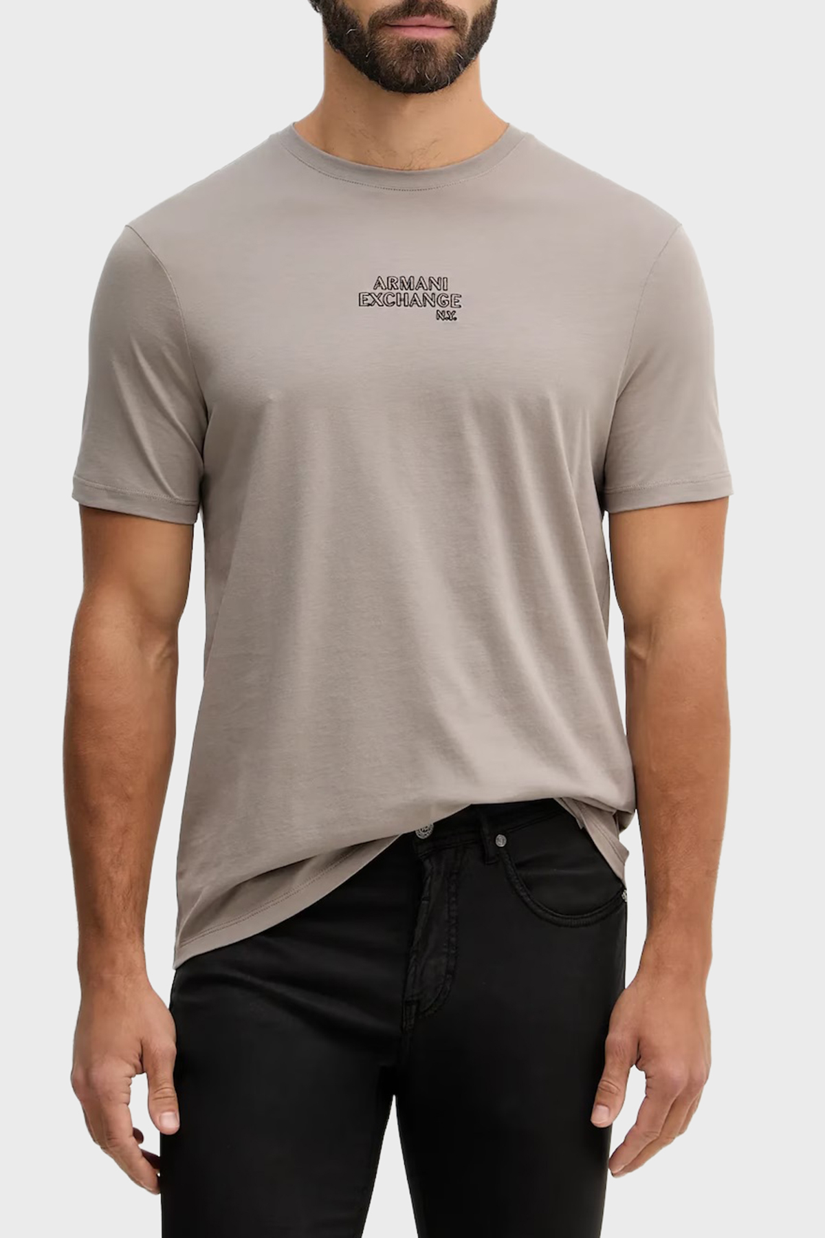 Armani Exchange Pamuklu Regular Fit Logolu Bisiklet Yaka Erkek T Shirt XM001784 AF10356 U6107 GRİ