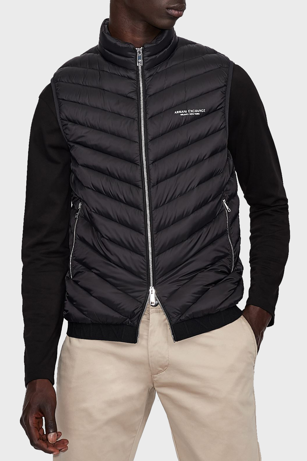 Armani Exchange Ördek Tüyü Dolgulu Dik Yaka Şişme Erkek Yelek 8NZQ52 ZNW3Z 0217 SİYAH