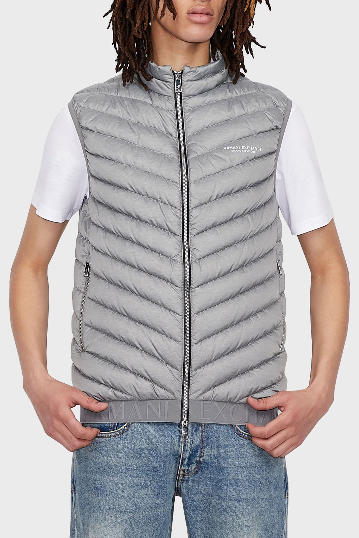 Armani Exchange Ördek Tüyü Dolgulu Regular Fit Şişme Erkek Yelek 8NZQ52 ZNW3Z 0902 GRİ