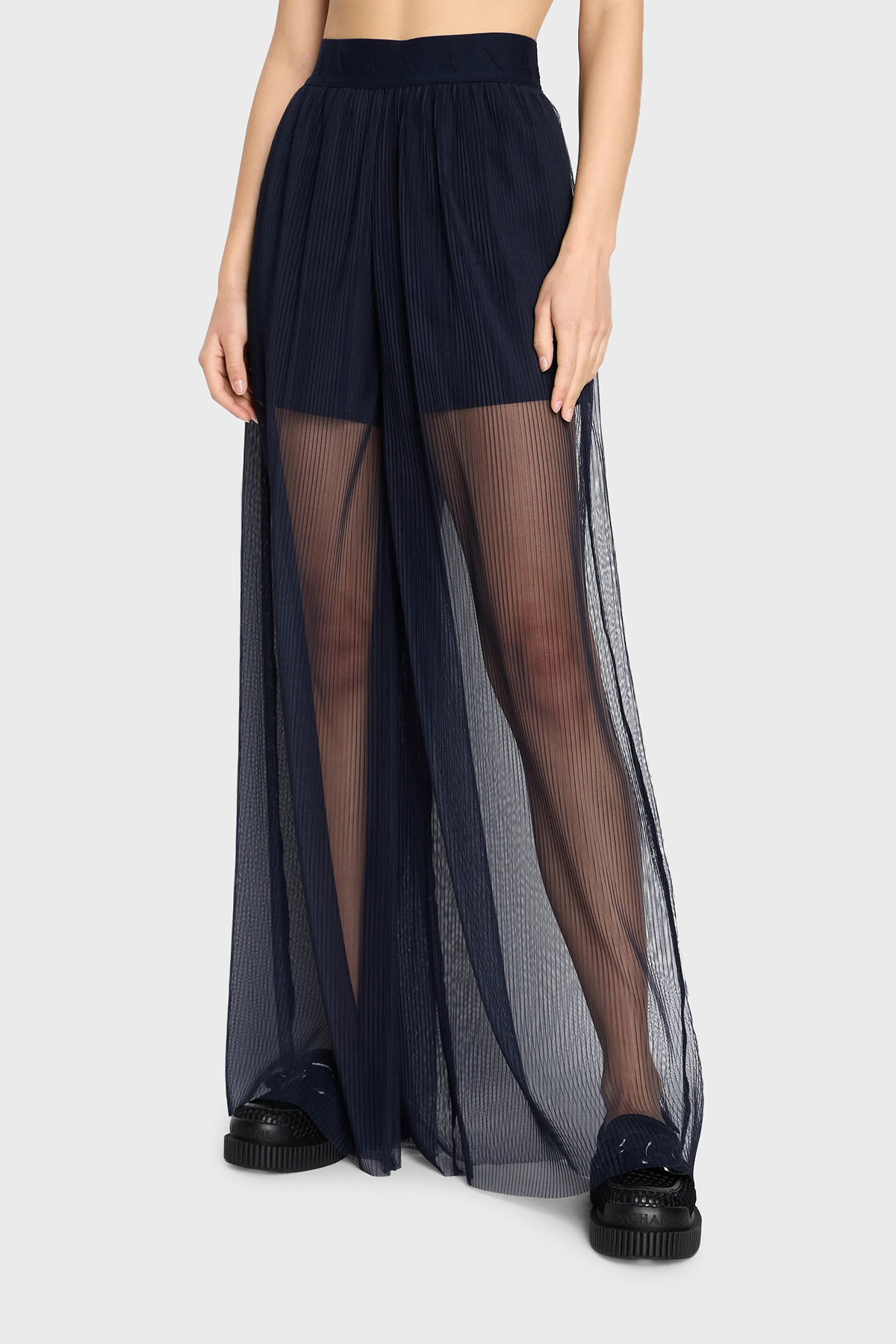 Armani Exchange Geniş Paça Transparan Kadın Pantolon 3DYP10 YN8QZ 1593 LACİVERT