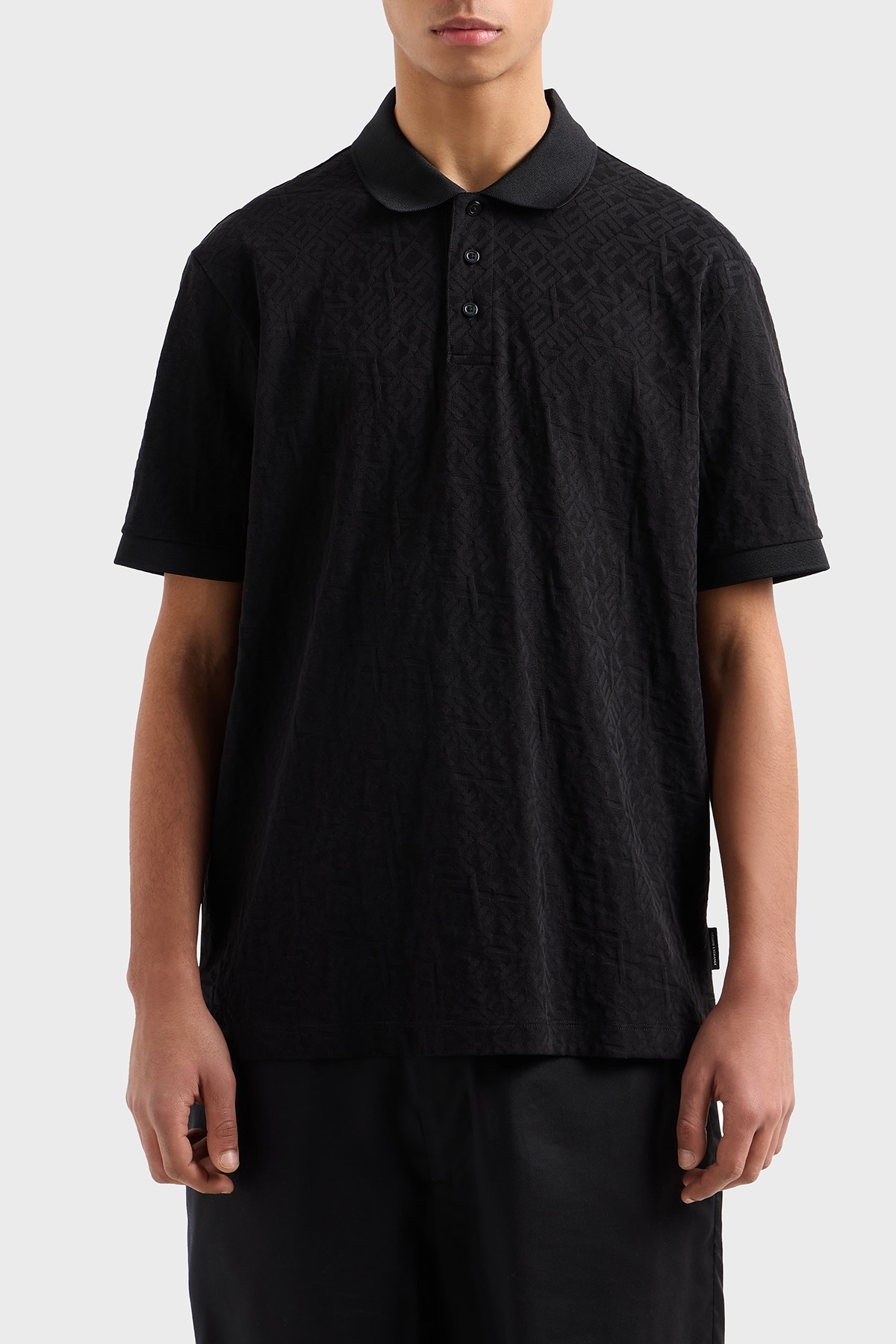 Armani Exchange Kabartmalı Logo Baskılı % 100 Pamuk Regular Fit Düğmeli Erkek Polo Yaka T Shirt XM000477 AF10337 FC013 SİYAH