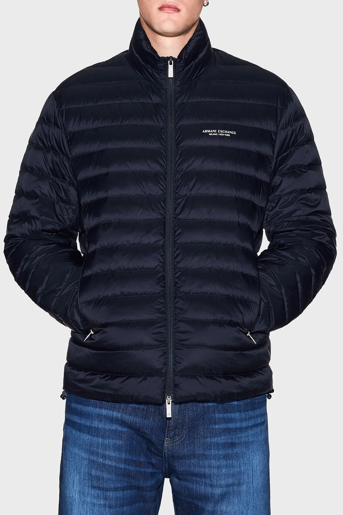 Armani Exchange Kapitoneli Kuş Tüyü Dolgulu Regular Fit Dik Yaka Şişme Erkek Mont XM001919 AF16927 UB101 LACİVERT