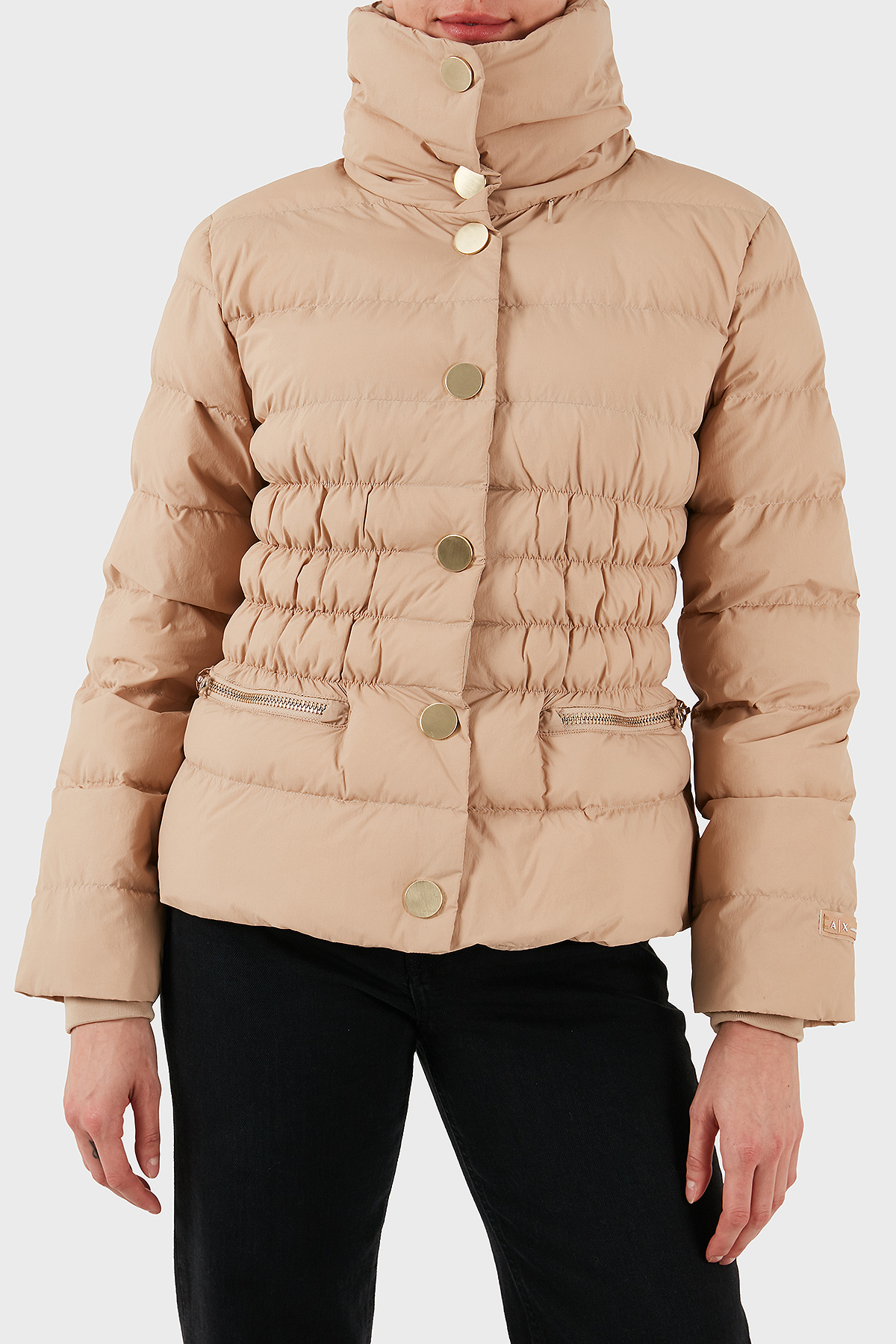 Armani Exchange Kapitoneli Regular Fit Dik Yaka Düğmeli Kadın Mont XW000653 AF15984 U1051 KUM