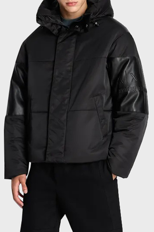 Armani Exchange Kapüşonlu Regular Fit Şişme Erkek Mont 6RZB13 ZNJ7Z 1200 SİYAH - Armani Exchange