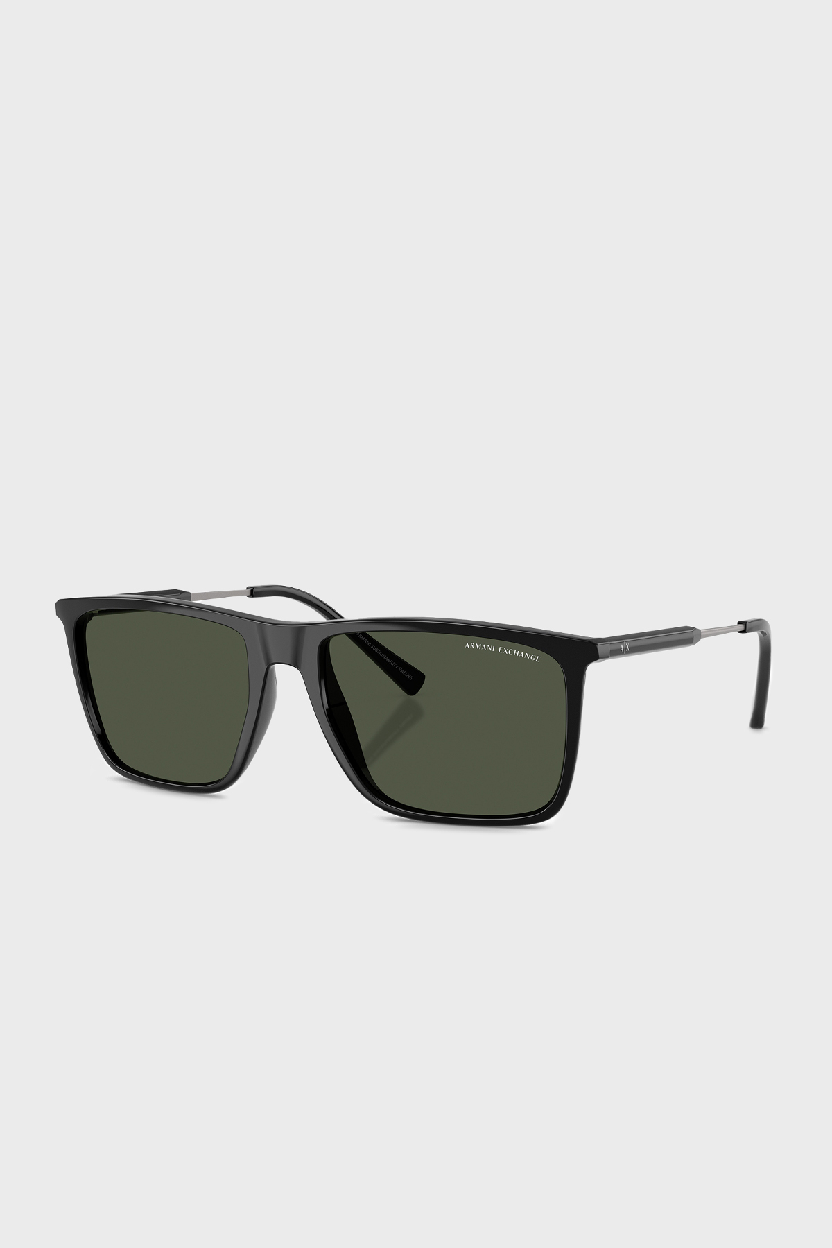 Armani Exchange Kare Güneş Erkek Gözlük 0AX4160S 81582J 57 Parlak Siyah-Koyu Yeşil Polari