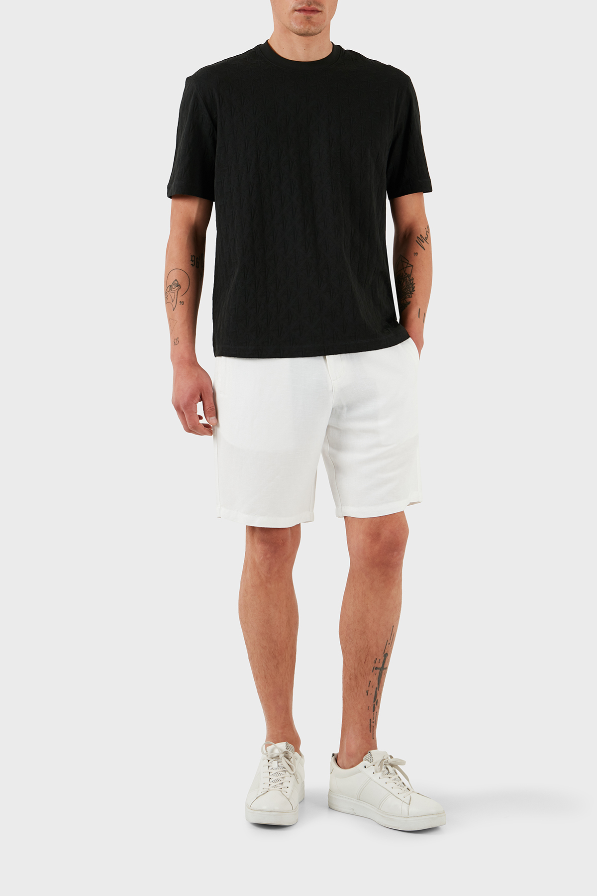 Armani Exchange Keten Regular Fit Normal Bel İpek Twill Erkek Short 8NZS67 ZNFNZ 1100 BEYAZ
