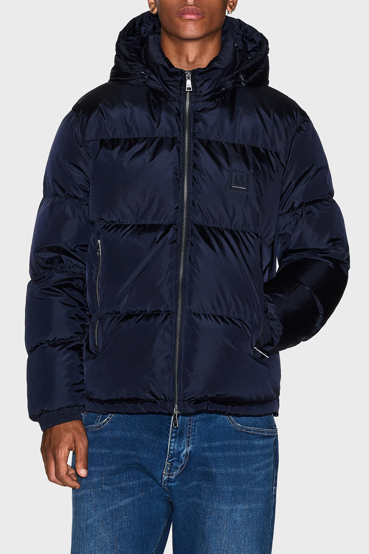 Armani Exchange Kuş Tüyü Dolgulu Çıkarılabilir Kapüşonlu Şişme Erkek Mont XM000348 AF12286 UB101 LACİVERT