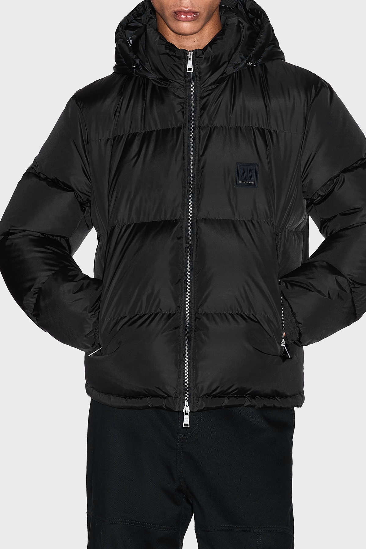 Armani Exchange Kuş Tüyü Dolgulu Çıkarılabilir Kapüşonlu Şişme Erkek Mont XM000348 AF12286 UC001 SİYAH